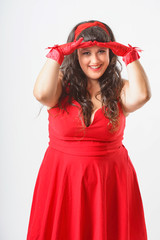 Naklejka premium Girl in red dress