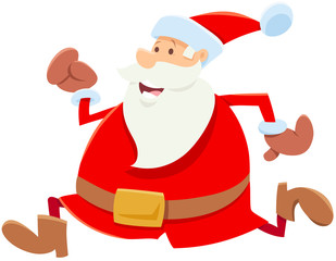 funny running Santa Claus cartoon character