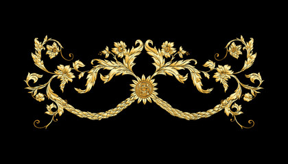 Elements In baroque, rococo, victorian renaissance style. Trendy floral vintage pattern Vector illustration.