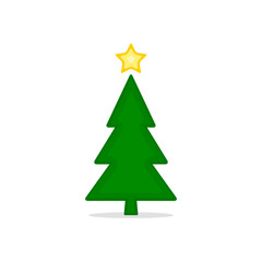 Christmas trees colored icon, vector simple flat design. Black symbol of fir-tree isolated on white background