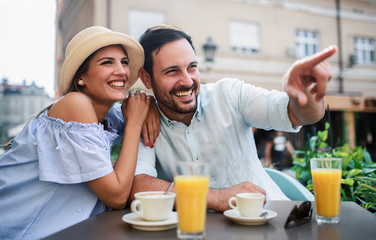Romantic couple in the cafe. Dating, love, relationships