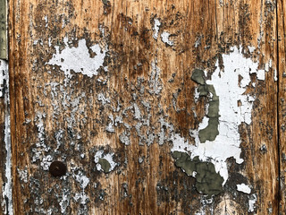 wood background with peeling white paint