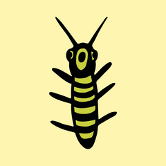 Hand drawn vector beetles. Black and white insects for design, icons, logo or print. Drawn with dots. Great illustration for Halloween.