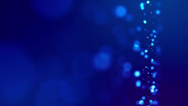 glitter blue magic particles fly and glow in viscous liquid with amazing bokeh for fantastic background in 4k. Close-up shot with luma matte as alpha channel to cut out particles. 3d render
