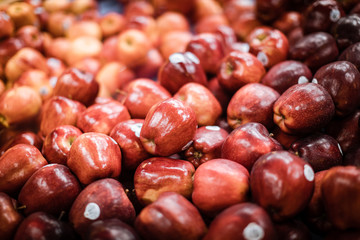 Colorful display of apples in fruit market