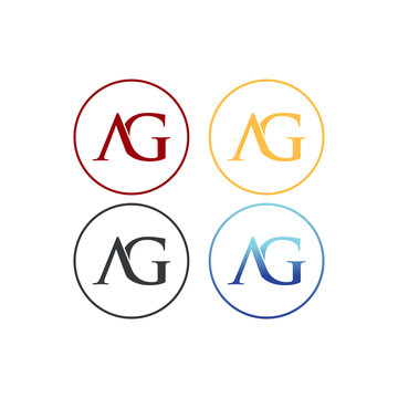 letter A and G incircle logo SET vector