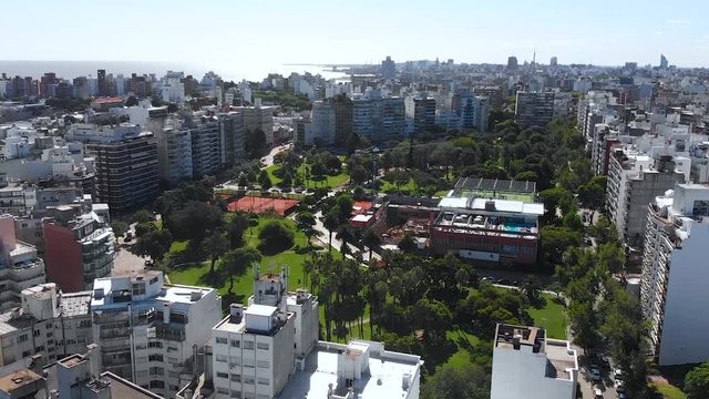 Juan Zorrilla Park of San Martin (Montevideo Uruguay) aerial view, drone footage