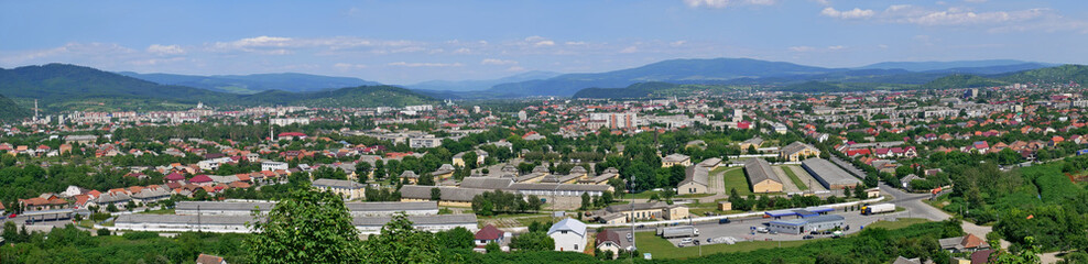 Fototapeta na wymiar Mucacheve city panorama, West Ukraine