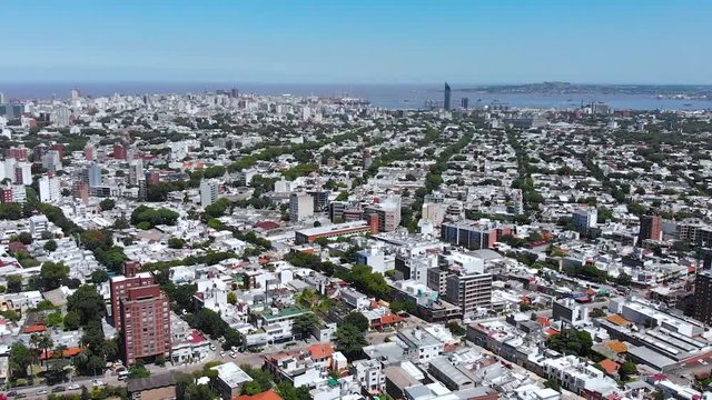 Montevideo capital of Uruguay (aerial view, drone footage)