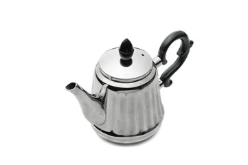 Vintage silver teapot on a white background