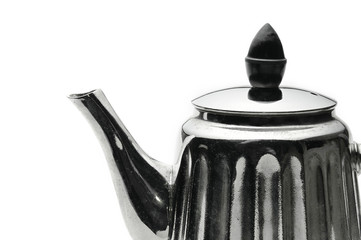 Vintage silver teapot on a white background