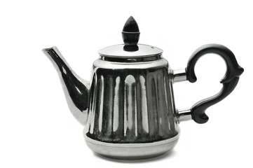 Vintage silver teapot on a white background