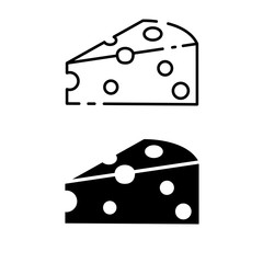 Cheese vector illustration with black and white color. Cheese icon, cheese symbol 