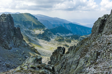 View from hiking trail from Kupen peaks to Orlovets peak, Rila Mountain