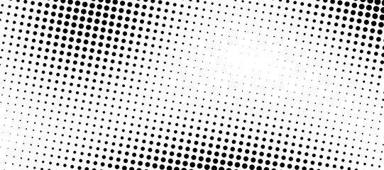 Abstract Halftone Gradient Background. Monochrome points abstract illustration with dots. Printing raster. Black and white texture of dots. Vector dotted illustration