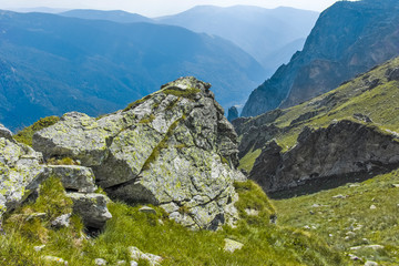 View from hiking trail from Kupen peaks to Orlovets peak, Rila Mountain
