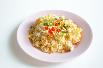 fried rice dish isolated on white background