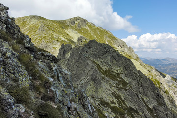 View from hiking trail from Kupen peaks to Orlovets peak, Rila Mountain