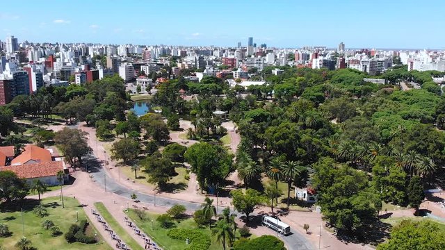 Park Jose Enrique Rodo, Lake (Montevideo, Uruguay) aerial view, drone footage