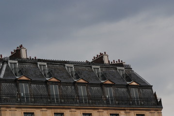 Old Paris roof with chimneys