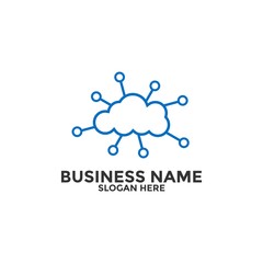 Simple line design Cloud transfer, data protect cloud logo template vector