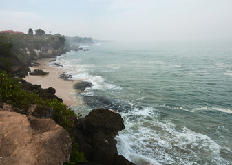 Fototapeta na wymiar Bali ocean coast line with waves at the morning time