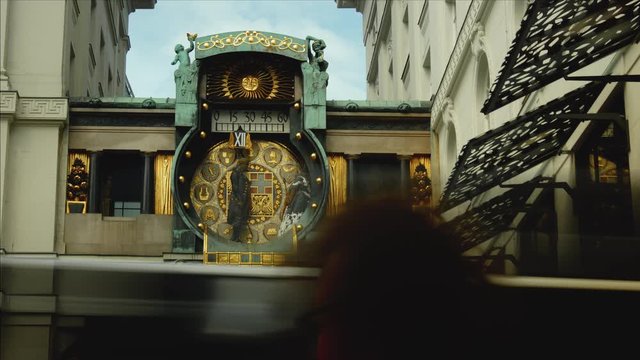 Anker Clock, Famous Astronomical Clock In Vienna , Austria, time lapse