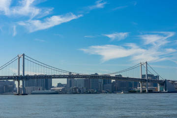 Obraz premium Widok na Tęczowy Most z Parku Toyosu Gururi