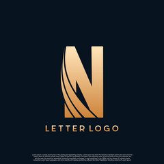 Initial Letter Logo Golden Gold X Letter with Modern Swoosh vector Illustration.