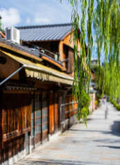 Fototapeta premium old wooden houses at Gion, Kyoto Japan