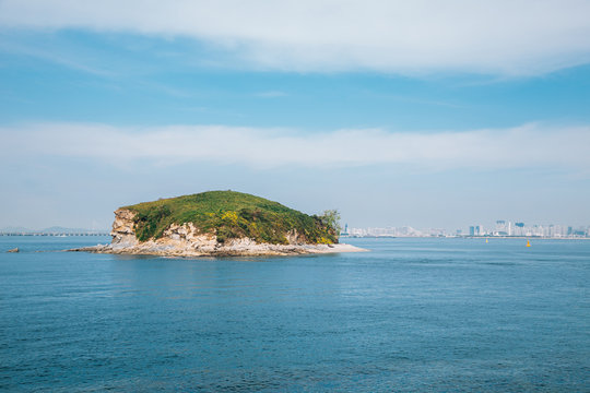 keungariseom island and sea from Sihwa Narae Tidal Power Park & Service area in Ansan, Korea