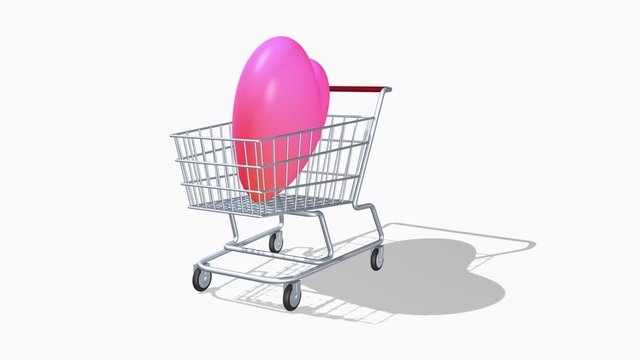 The idea of animation. Sale of the heart symbol. The price of love and tender feelings. Looped 3D render on a light background.