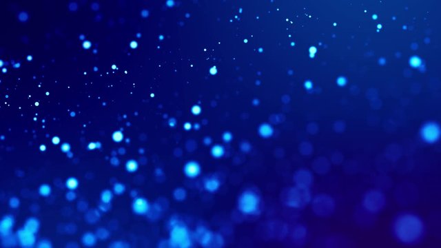 glitter blue magic particles fly and glow in viscous liquid with amazing bokeh for fantastic background in 4k. Close-up shot with luma matte as alpha channel to cut out particles. 3d render