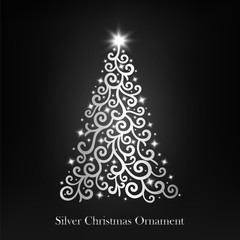 vector of a glowing silver Christmas tree ornament that looks elegent. Christmas decorations with white glowing stars.