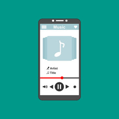 modern minimalistic media player user interface with panel control in modern flat design - Vector