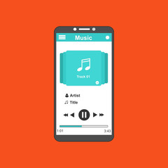 modern minimalistic media player user interface with panel control in modern flat design - Vector
