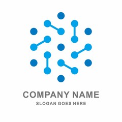 Circle Dots Digital Link Connection Business Company Vector Logo Design