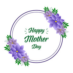 Vintage card happy mother day with texture of purple flower frame background. Vector