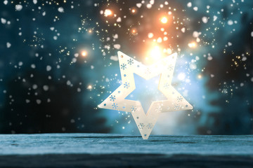 Star christmas with snow