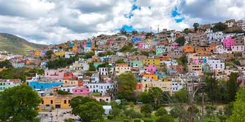 Colorful homes built on hillside - Guanajuato, Mexico.