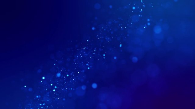 glitter blue magic particles fly and glow in viscous liquid with amazing bokeh for fantastic background in 4k. Close-up shot with luma matte as alpha channel to cut out particles. 3d render