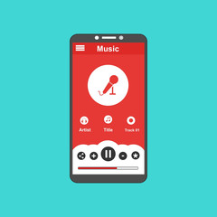 flat design UI elements for website and mobile applications. Music player app vector illustration template