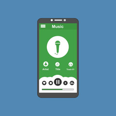 flat design UI elements for website and mobile applications. Music player app vector illustration template