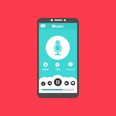 flat design UI elements for website and mobile applications. Music player app vector illustration template