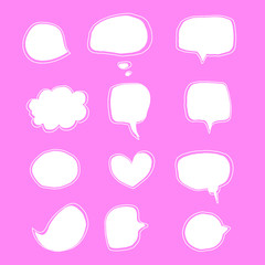 CUTE PASTEL BUBBLE SPEECH SET FOR TEXT, QUESTION, STICKER, THINKING, IDEA IN MODERN STYLE. GRAPHIC ILLUSTRATION VECTOR CAN USE FOR ICON OR BACKGROUND