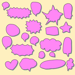 CUTE PASTEL BUBBLE SPEECH SET FOR TEXT, QUESTION, STICKER, THINKING, IDEA IN MODERN STYLE. GRAPHIC ILLUSTRATION VECTOR CAN USE FOR ICON OR BACKGROUND