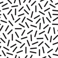 Vector seamless pattern with geometric strokes elements. Memphis geometric outline trendy modern style. 