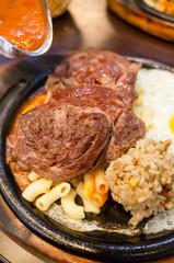 sirloin steak on plate