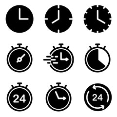 Set of Clock icon. Symbol of time with trendy flat style icon for web, logo, app, UI design. isolated on white background. vector illustration eps 10