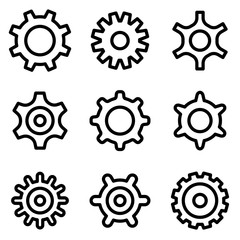 Set of gear icon. symbol of setting or configuration with trendy flat line style icon for web, logo, app, UI design. isolated on white background. vector illustration eps 10